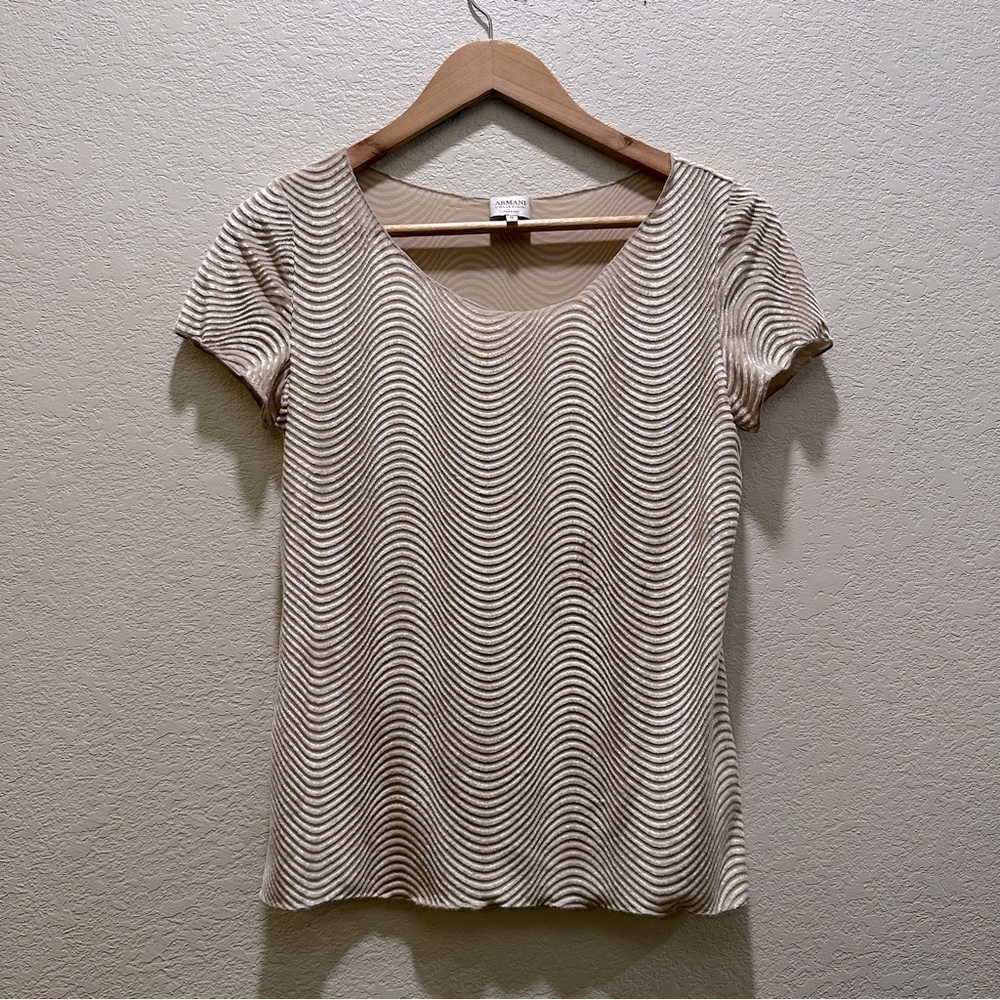 Armani Collezioni | Velvet Wavy Design | Cream | Women’s Top | 12EU